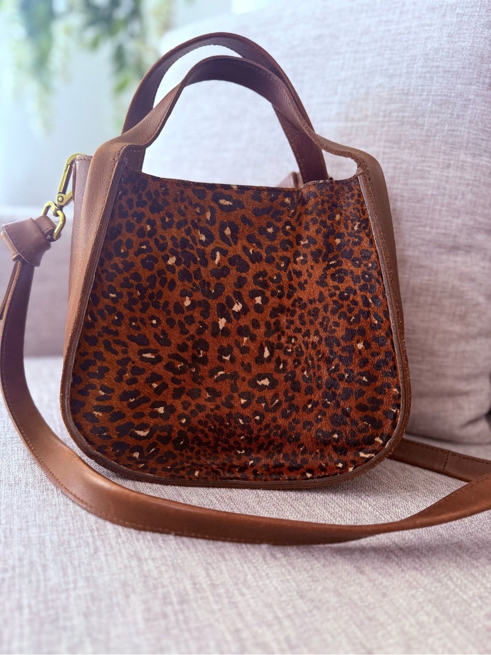 Madewell Leopard Print Leather Crossbody Bag